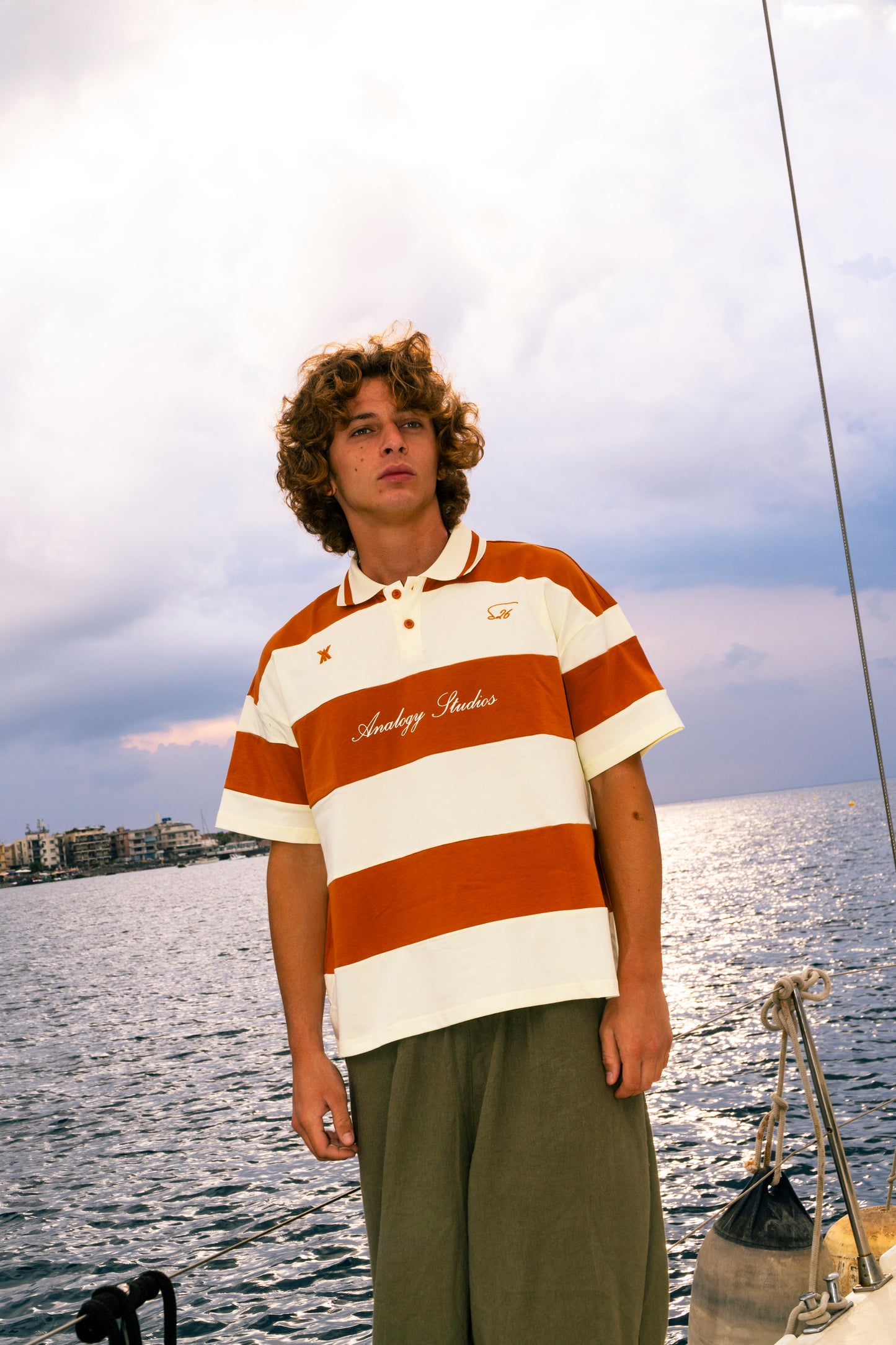 Analogy Striped Polo Terracotta analogystudios