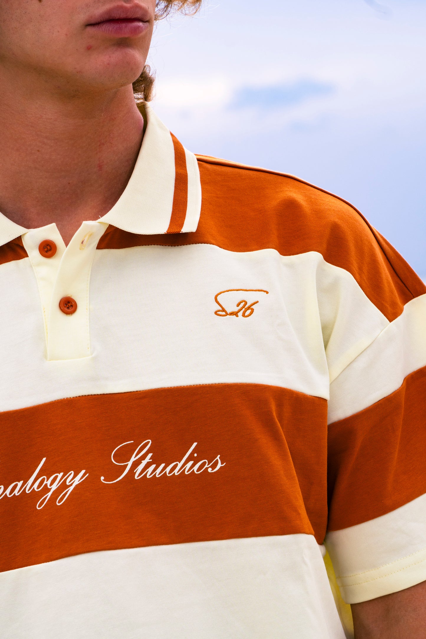 Analogy Striped Polo Terracotta analogystudios