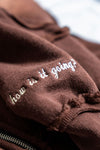Analogy Brown Zip Hoodie 1:1 "How is it going?"